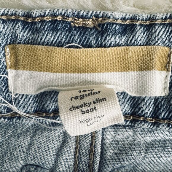 Maurices Goldie Cheeky Slim Boot High Rise Jeans 16W (37x30) Blue Distressed - Picture 4 of 9